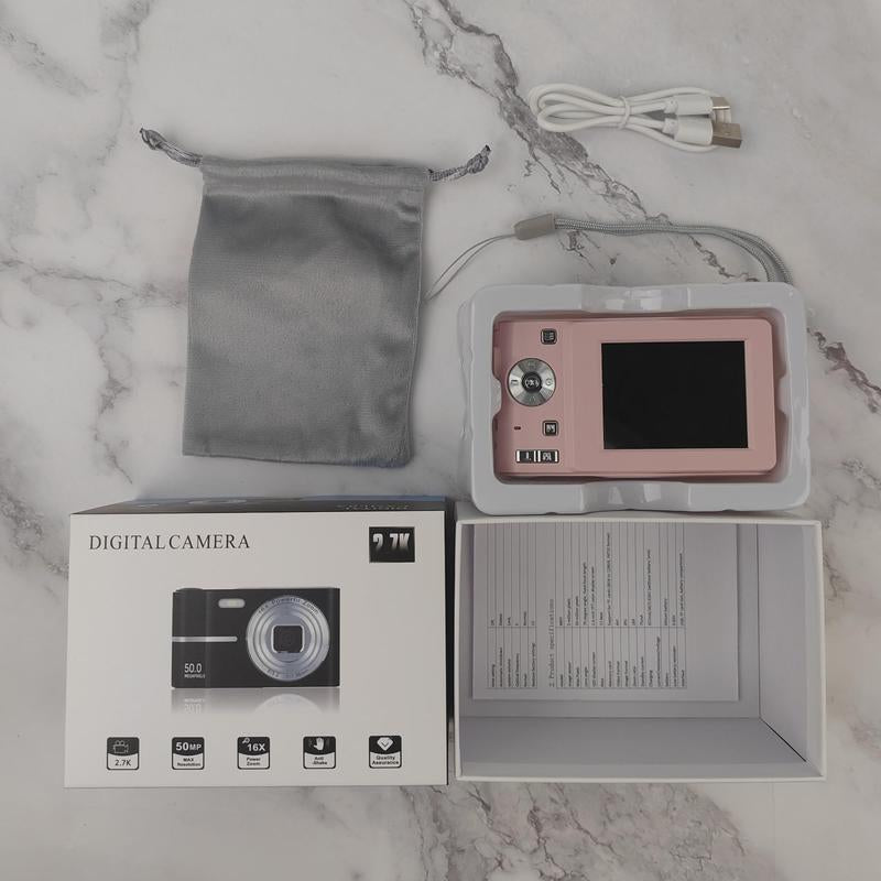 FHD 1080P Digital Camera with SD Card, 16X Digital Zoom Camera, Portable Mini Camera for Teenagers Students Boys Girls, Point and Shoot Camera for Gifts, Valentine'S Day Gift