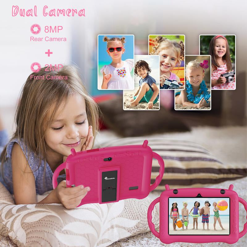 7-Inch Android Kids Tablet, 32GB ROM with Bluetooth, Wifi, GMS, Parental Controls, Dual Cameras, Shockproof Case, Education Smartphone Cellphone