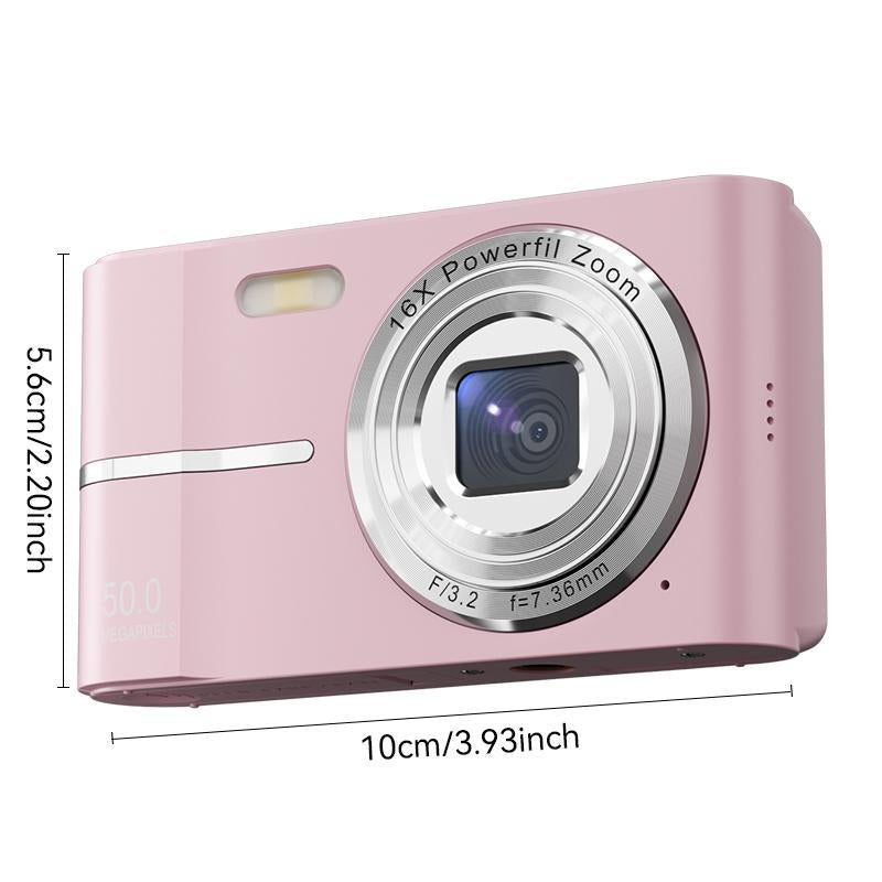 FHD 1080P Digital Camera with SD Card, 16X Digital Zoom Camera, Portable Mini Camera for Teenagers Students Boys Girls, Point and Shoot Camera for Gifts, Valentine'S Day Gift