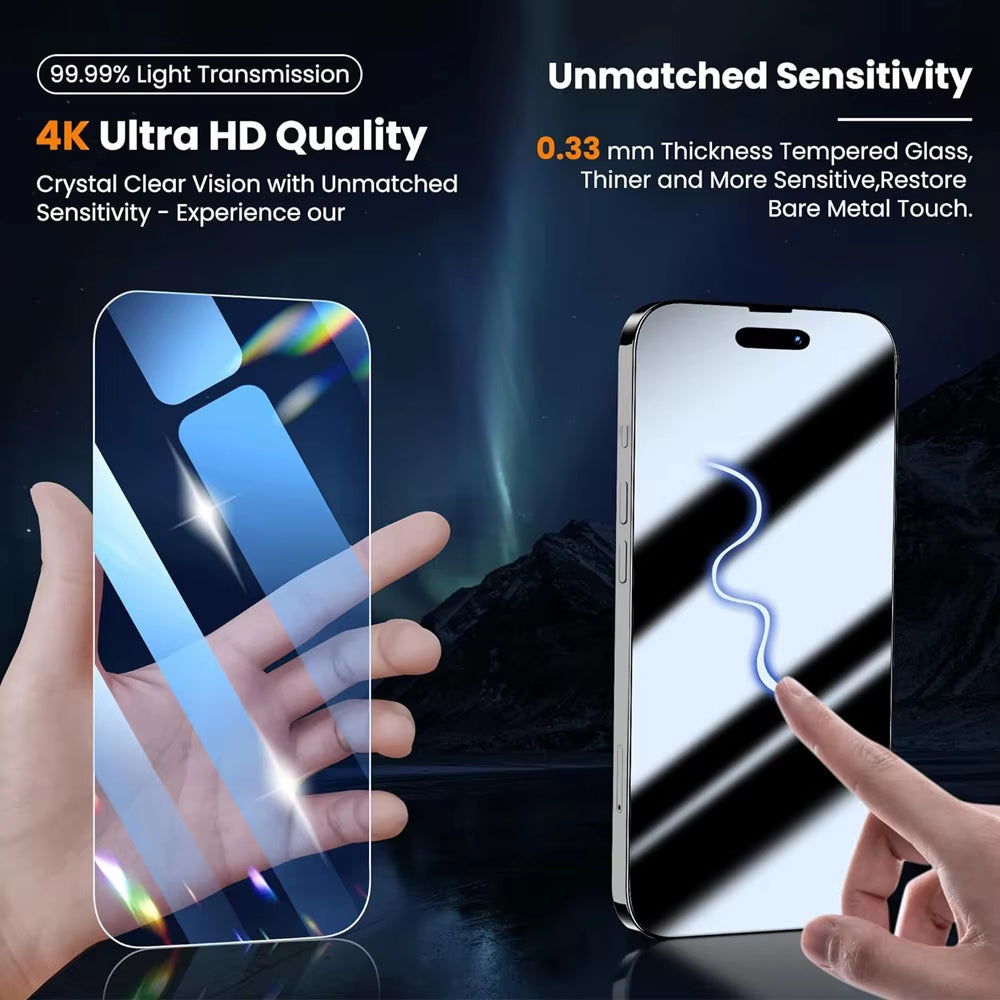 For 16 15 Pro Max Phone Case & Screen Glass for 16 15 14 13 Mini 12 11 Pro Transparent Case 16 plus Cover