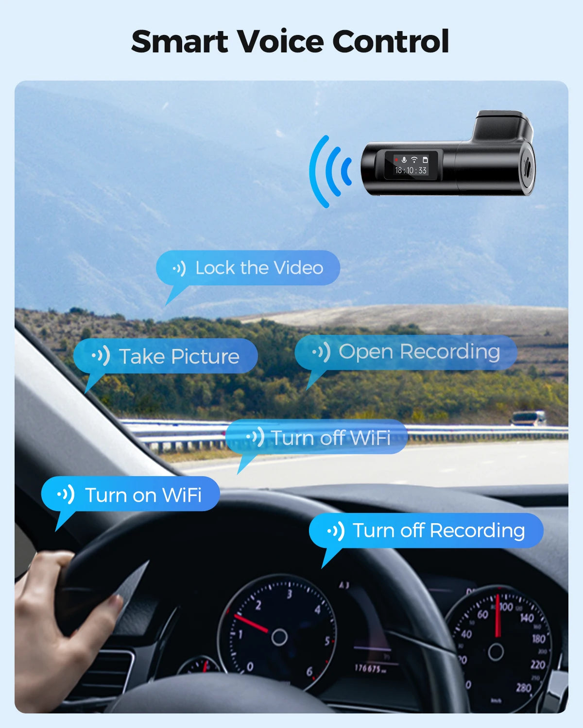 M330 Car DVR 1296P Dash Cam Smart Voice Control Wifi Free APP G-Sensor Emergency Record Parking Monitor Loop Recording