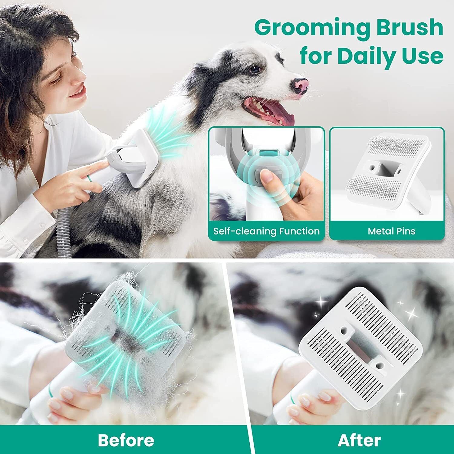 P20 300W Professional Pet Grooming Vacuum Kit 9000PA Shedding Clipper Brush Tool Set Low Noise Pet Cleaning Kit