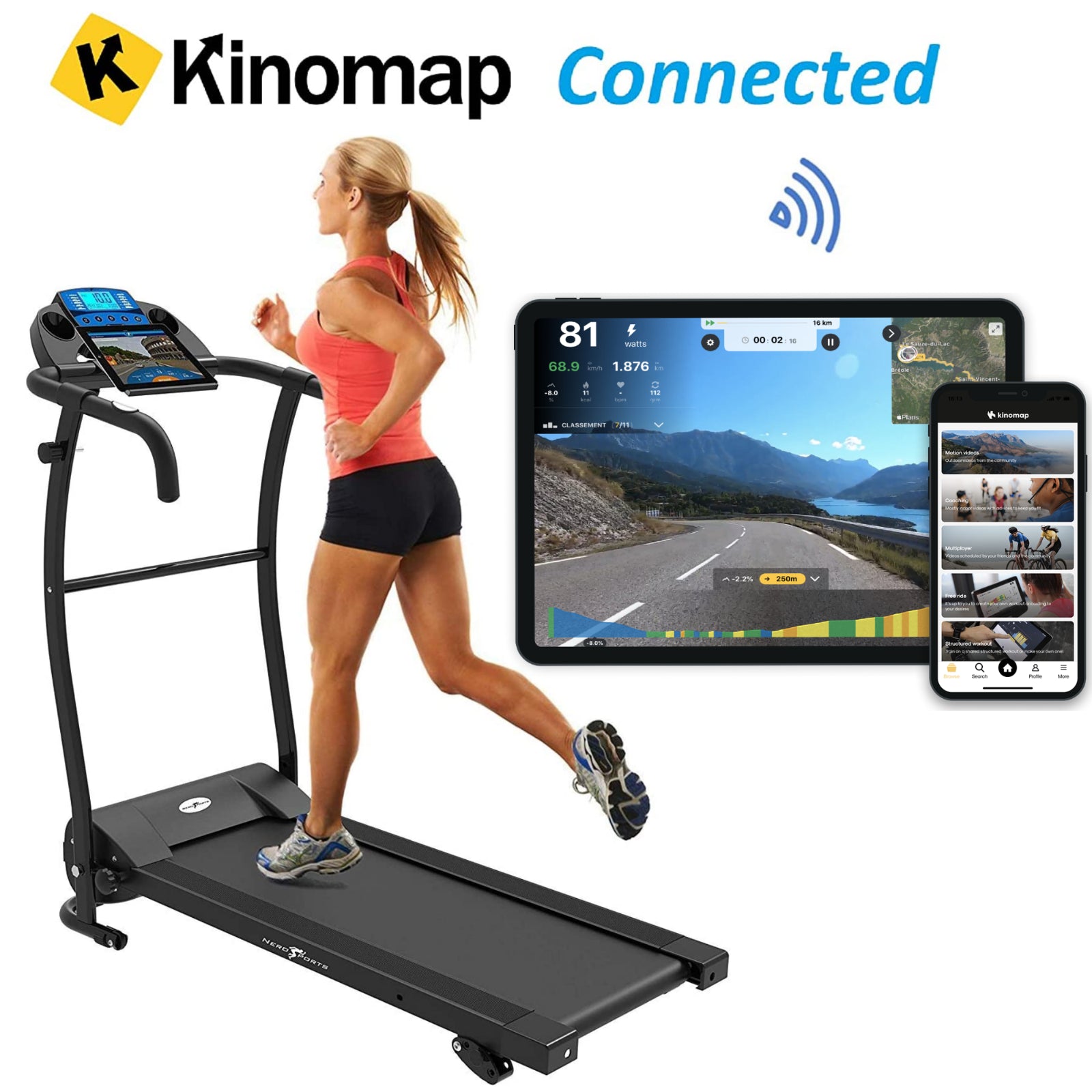 BLUETOOTH NERO PRO TREADMILL Electric Motorised Folding Running Machine