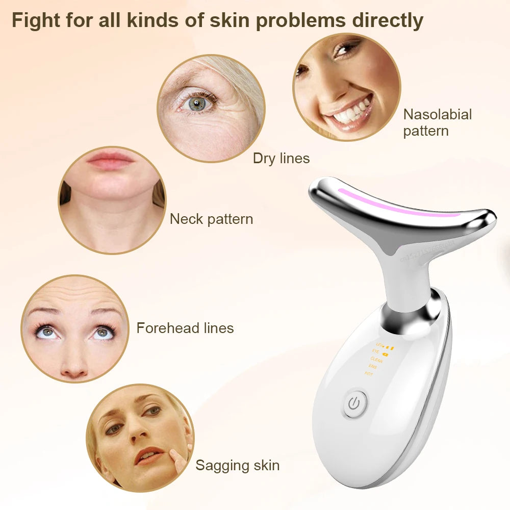 Facial Massager EMS Facial Microcurrent Anti-Aging Facial Massager Red Light Therapy Skin Tightening Neck Face Lifting Massager