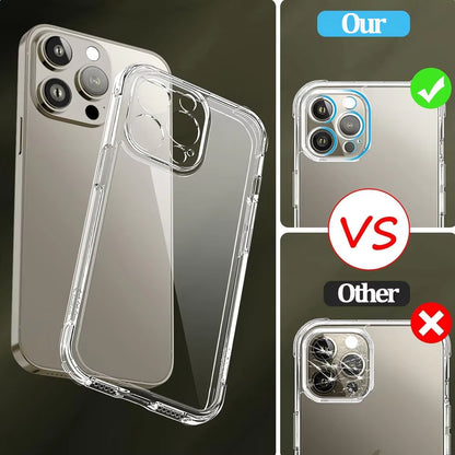 For  16 15 Pro Max Phone Case & Screen Glass for  16 15 14 13 Mini 12 11 Pro Transparent Case 16 plus Cover