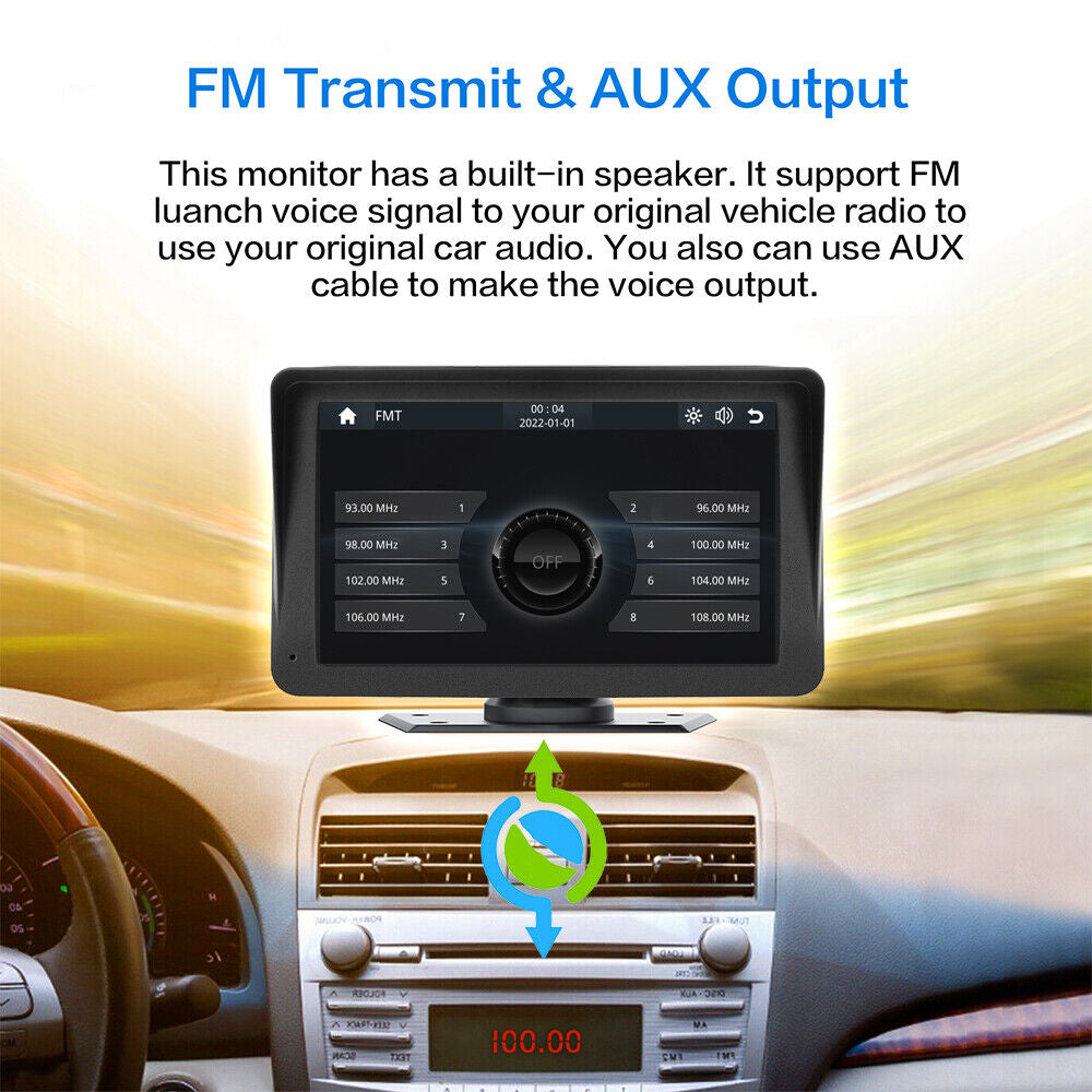 7" Touch Screen 2K Portable Car Wireless Apple Carplay&Androi