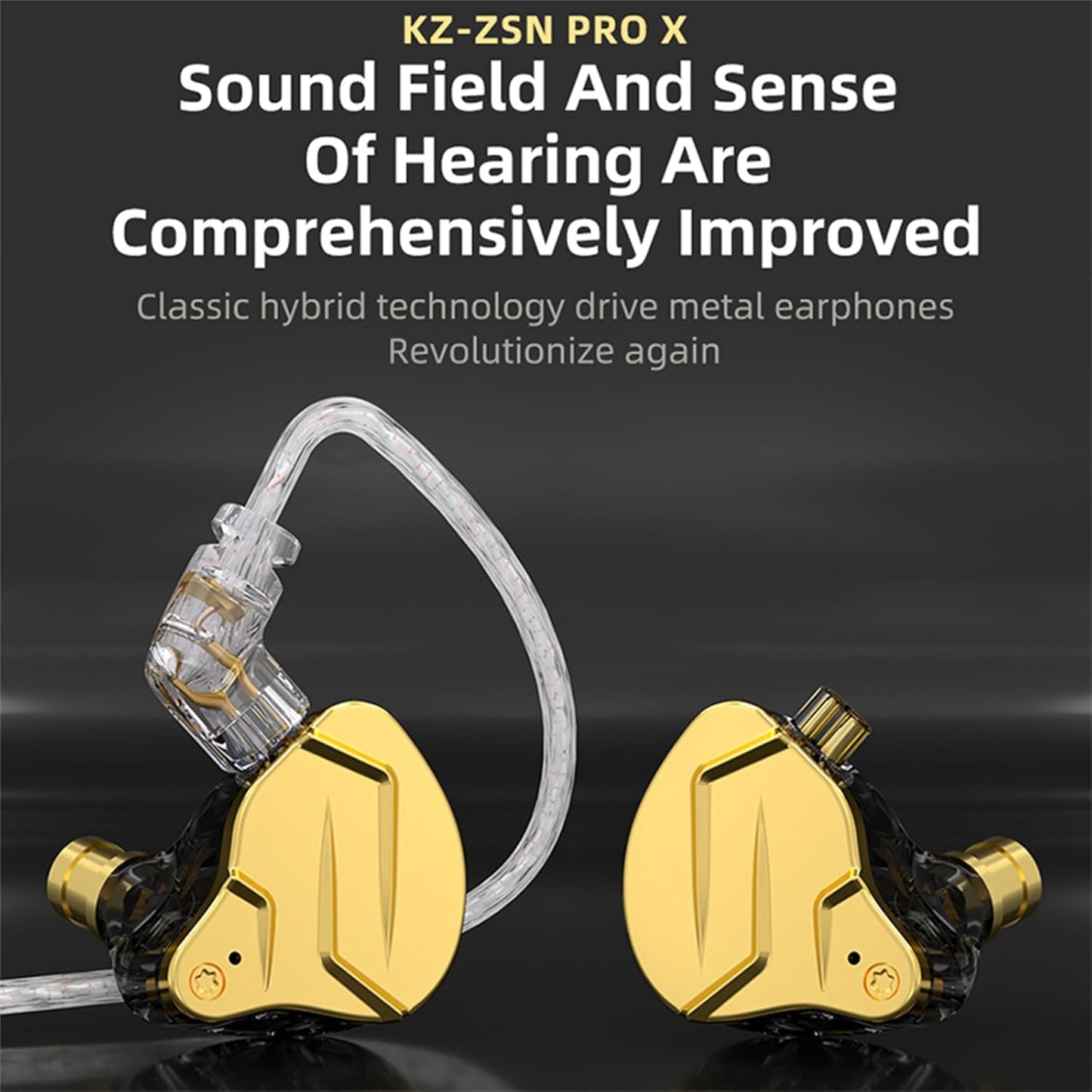 KZ ZSN Pro X in Ear Buds Earphones  Hybrid Dynamic Driver Balanced Armature Earbuds Headphones Dual Driver 1DD 1BA Deep Bass Stereo Sound Ergonomic Comfortable Earphones(Without Mic, Golden)