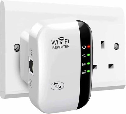 1Pcs Wifi Booster 300Mbps Wifi Extender with Ethernet Port, 2.4Ghz Wifi Extender Booster, 1-Tap Setup, UK Plug, White