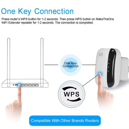 1Pcs Wifi Booster 300Mbps Wifi Extender with Ethernet Port, 2.4Ghz Wifi Extender Booster, 1-Tap Setup, UK Plug, White