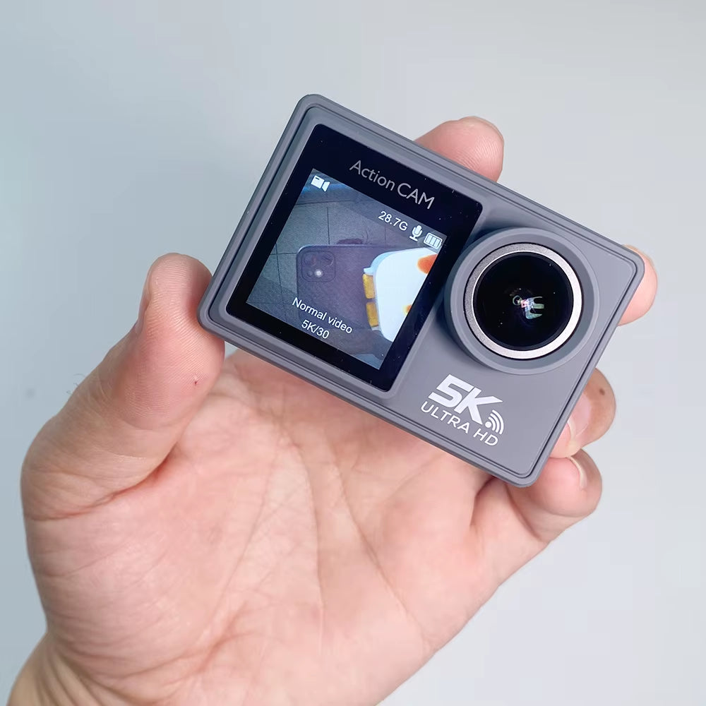 2025 New Sports Camera 5K 4K 60FPS Wifi anti Shake Dual Screen 170 ° Wide Angle 30M Waterproof Sports Camera with Remote Control
