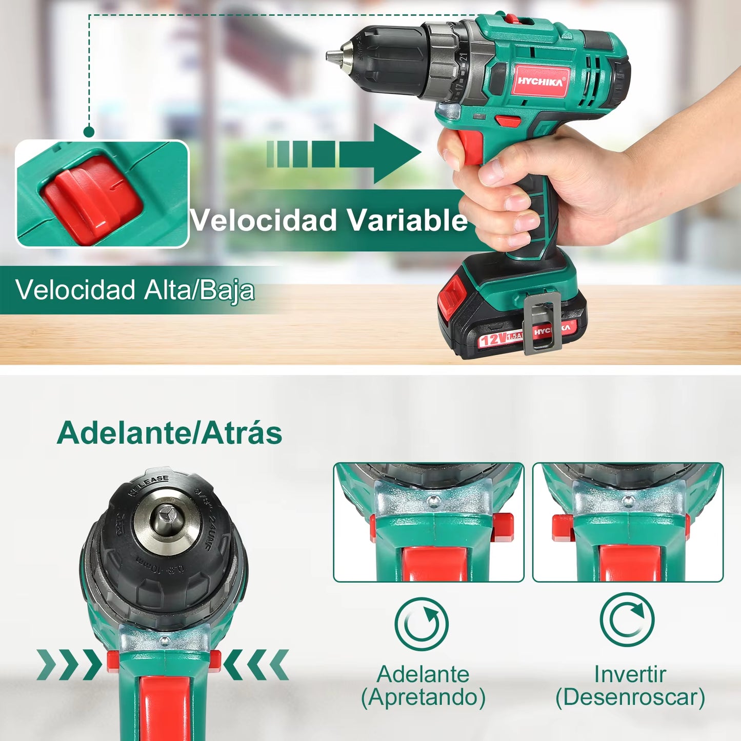 12V Cordless Screwdriver with Drills Set for Drilling Metal Wood Plastic Tighten the Screw Electric Drill Power Tools