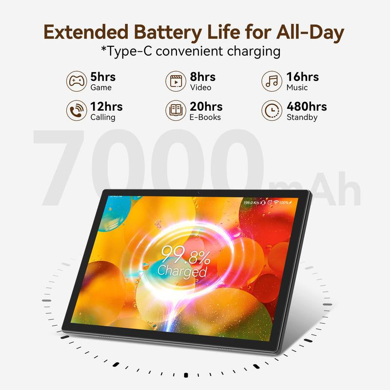 2025 Newest Tablet Android Tablets 10 Inch, 128GB ROM+8GB RAM+512GB Expandable, Octa-Core Processor, 2 in 1 Tablet with Keyboard Case Mouse, 7000Mah Battery Tablet PC, 5G Wifi, Dual Camera, BT5.0 Tablet on Sale Deal Springtok