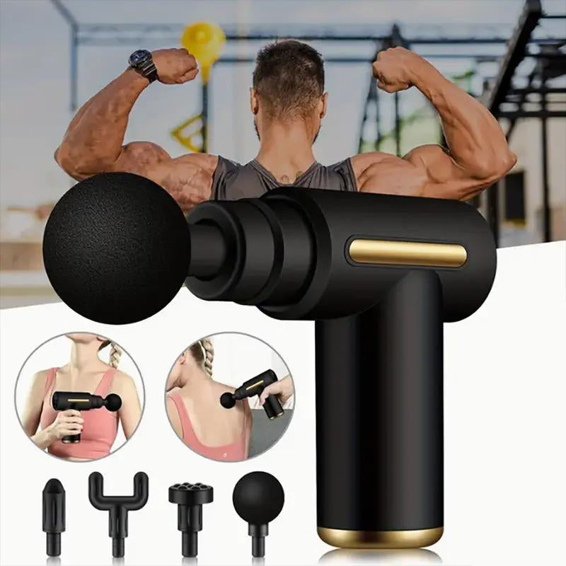 Mini Comfort Electric Fascia Massager Portable Handheld with 4 Replacement Heads USB Electric Muscle Massager Body Care Durable Body Care Durable