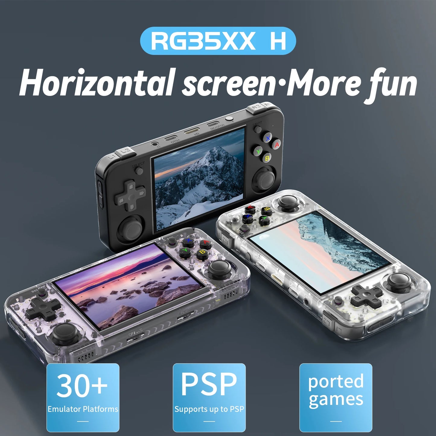 RG35XX H Handheld Game Console 3.5-Inch IPS Screen Linux H700 Retro Video Games Player 3300Mah 64G 5528 Classic Games