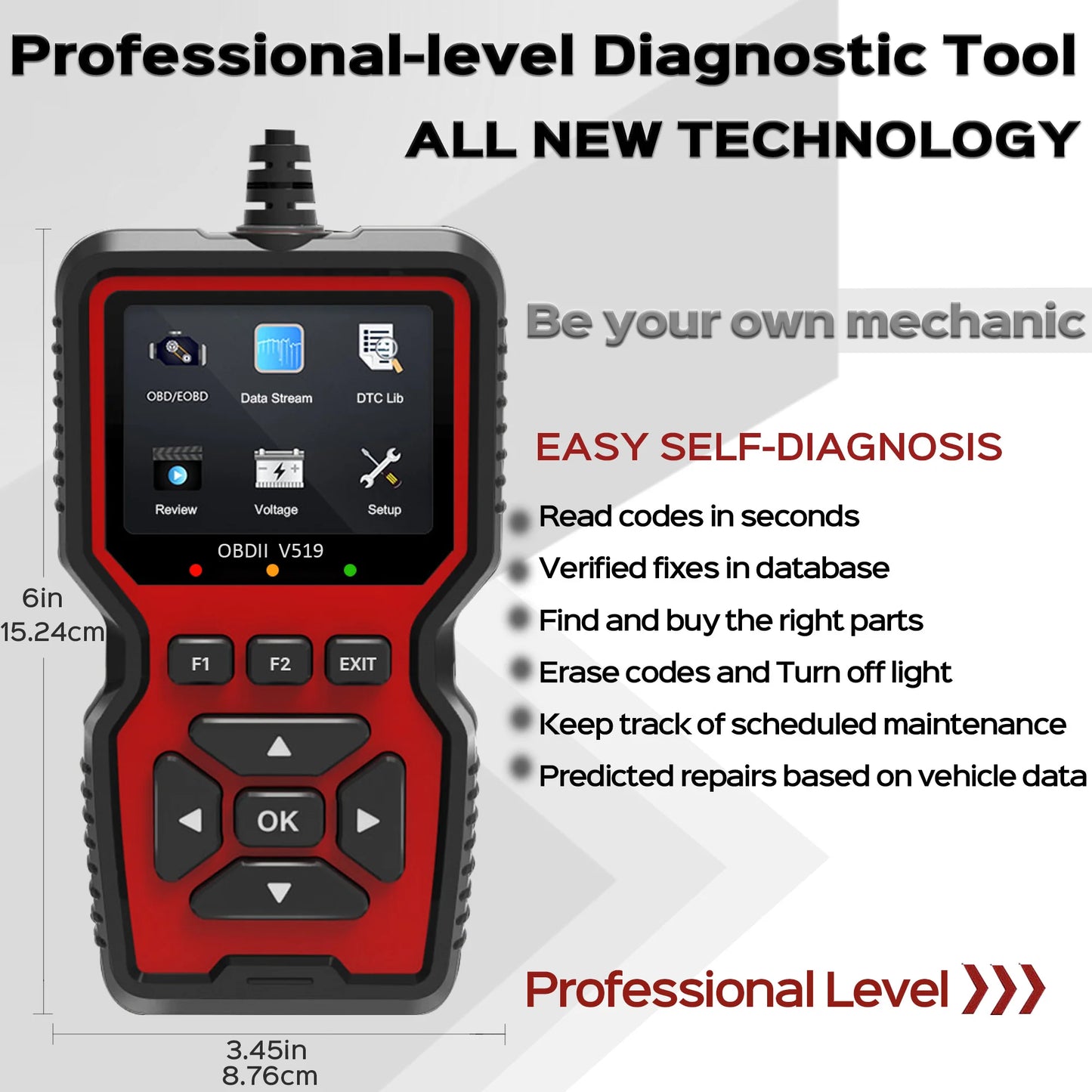 OBD2 Scanner Live Data Professional Mechanic OBDII Diagnostic Code Reader Tool for Check Engine Light