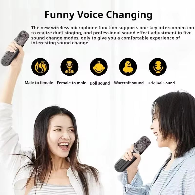 #Portable Dual Microphone Karaoke Machine for Adults Kids Speaker Home KTV System HIFI Stereo Bluetooth Mic for Home Party Gifts