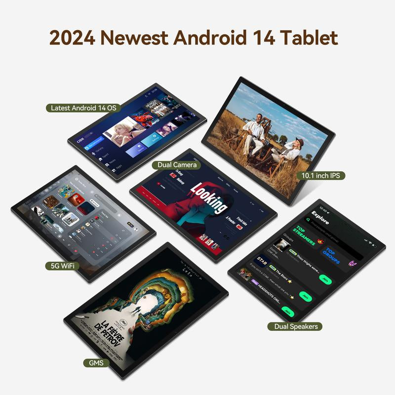 2025 Newest Tablet Android Tablets 10 Inch, 128GB ROM+8GB RAM+512GB Expandable, Octa-Core Processor, 2 in 1 Tablet with Keyboard Case Mouse, 7000Mah Battery Tablet PC, 5G Wifi, Dual Camera, BT5.0 Tablet on Sale Deal Springtok