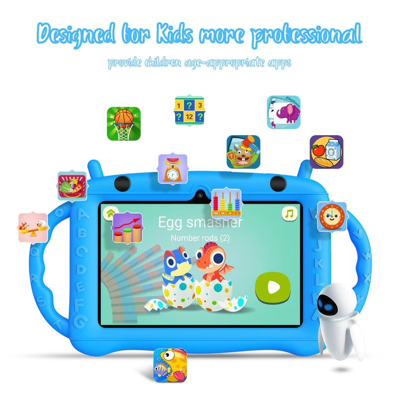 7-Inch Android Kids Tablet, 32GB ROM with Bluetooth, Wifi, GMS, Parental Controls, Dual Cameras, Shockproof Case, Education Smartphone Cellphone