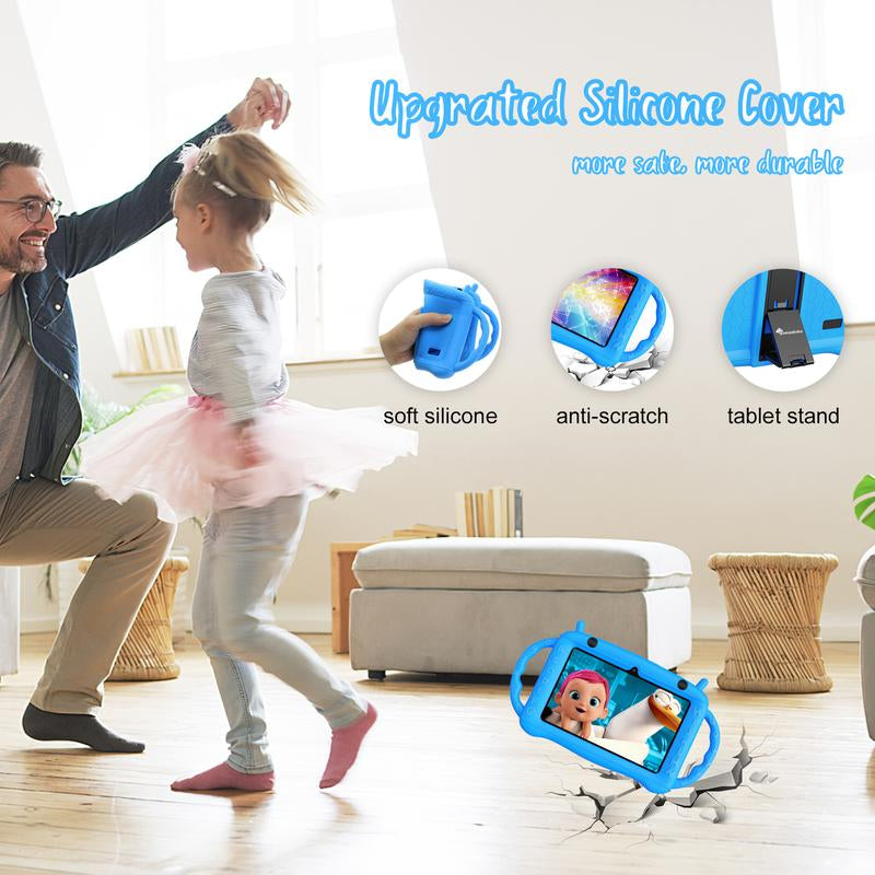 7-Inch Android Kids Tablet, 32GB ROM with Bluetooth, Wifi, GMS, Parental Controls, Dual Cameras, Shockproof Case, Education Smartphone Cellphone