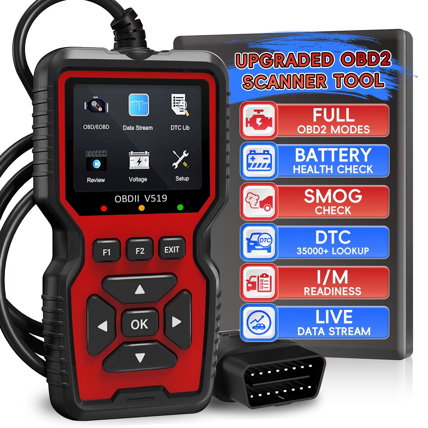 OBD2 Scanner Live Data Professional Mechanic OBDII Diagnostic Code Reader Tool for Check Engine Light