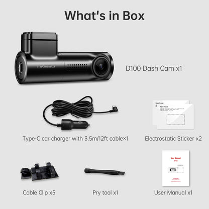 D100 Dash Cam 2.5K 1440P Dash Camera for Cars Wifi Built in GPS Smart Voice Control 24H Parking Monitor WDR Night Vision