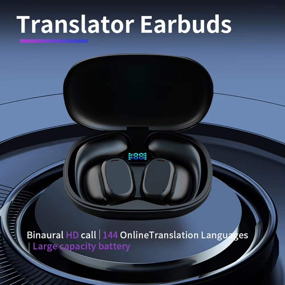 Wireless Bluetooth Translator Headphones 144 Languages Translation Headset Two-Way Translator Earbuds for Business Travel