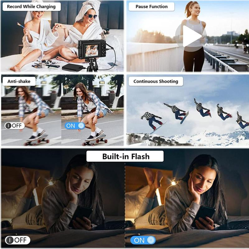 Fall 4K Digital Camera, 48MP Vlogging Camera, Compact Camera Electronics 16X Zoom Digital Camera with Flip Screen, 32G SD Card, Summer Gift, Electronics Point Shoot Cameras, Digital Camera Pictures, Portable Camera, Professional Camera