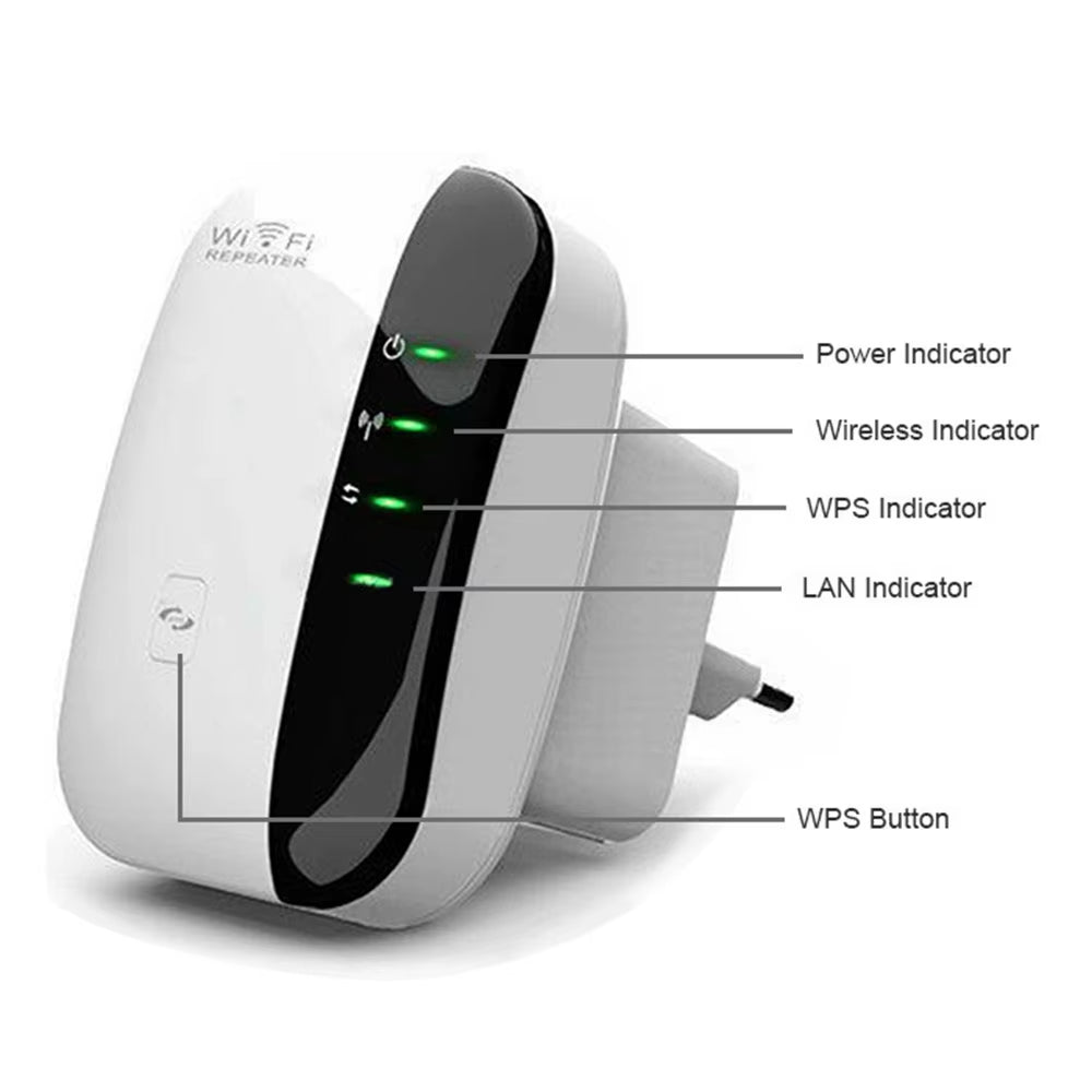 1Pcs Wifi Booster 300Mbps Wifi Extender with Ethernet Port, 2.4Ghz Wifi Extender Booster, 1-Tap Setup, UK Plug, White