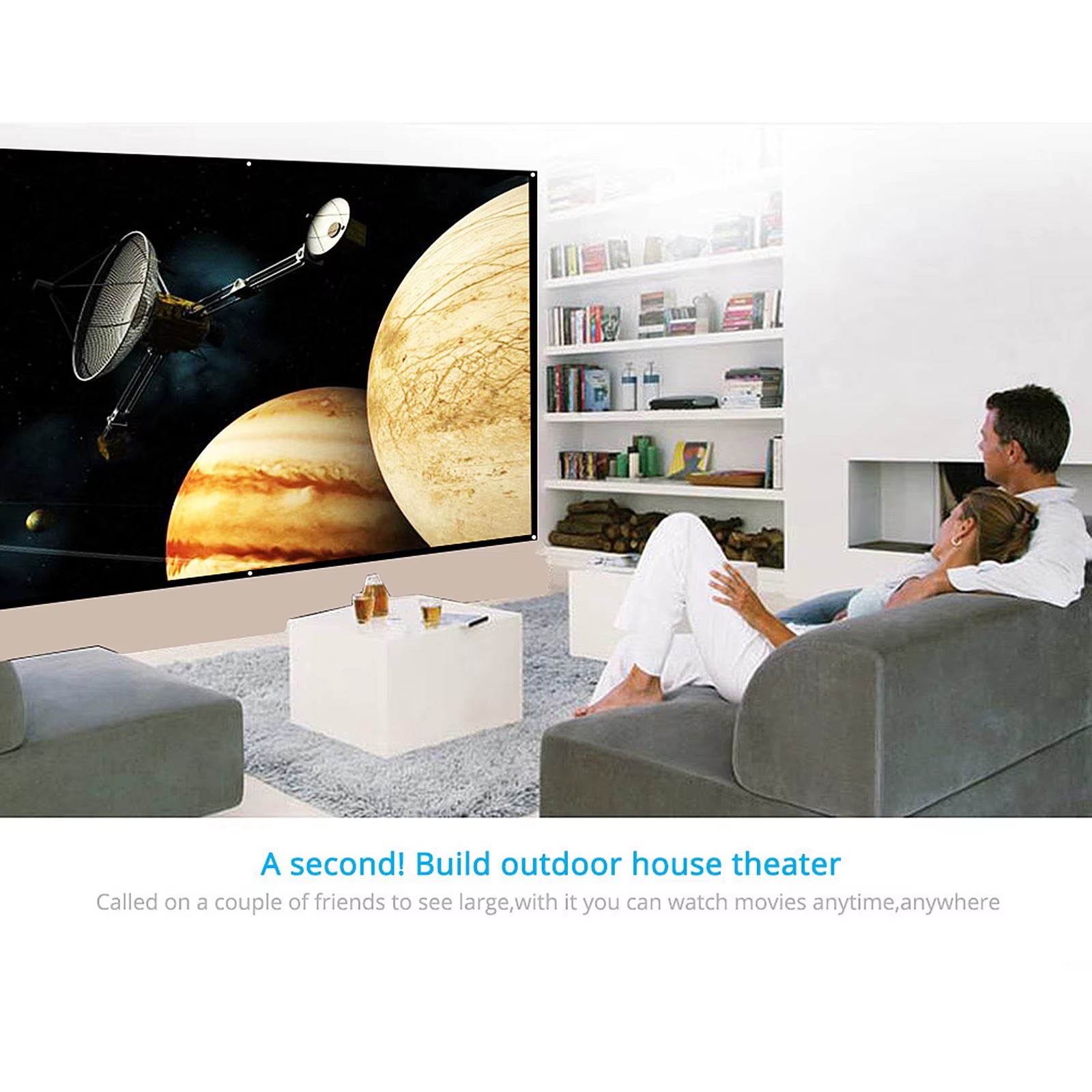 H84 84'' Portable Projector Screen HD 16:9 White Dacron 84 Inch Diagonal Video Projection Screen Foldable Wall Mounted