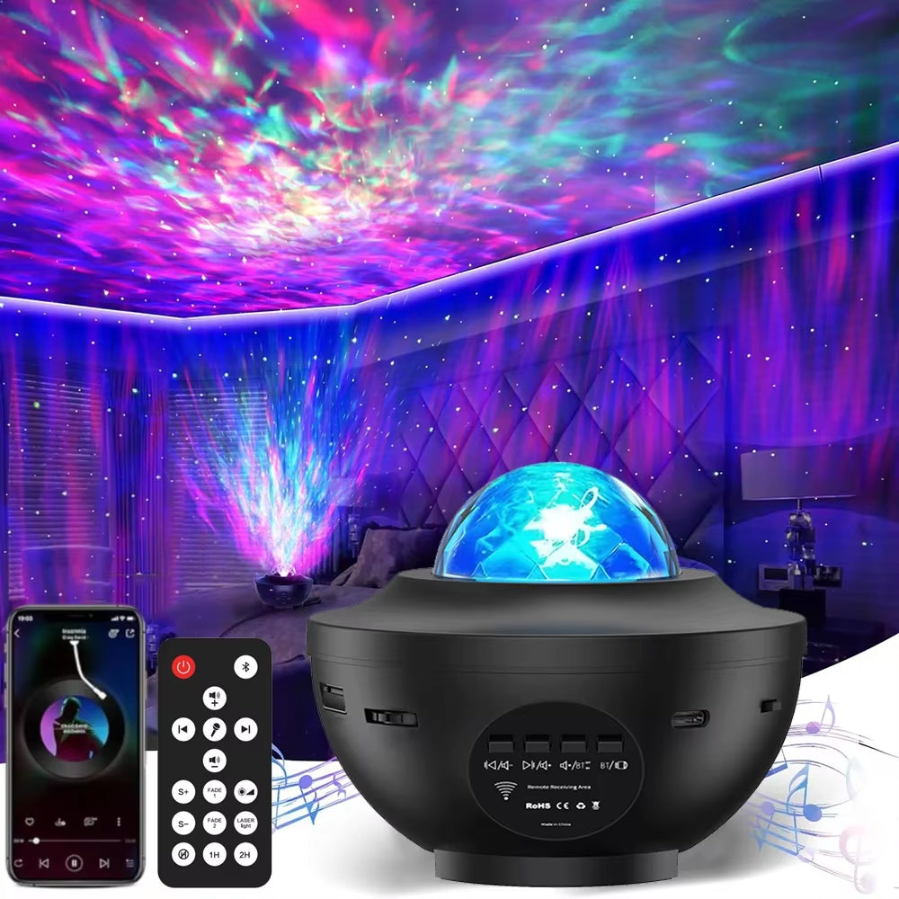 Colorful Starry Projector Galaxy Night Light Child Bluetooth USB Music Player Star Nightlight Romantic Projector Night Lamp Gift