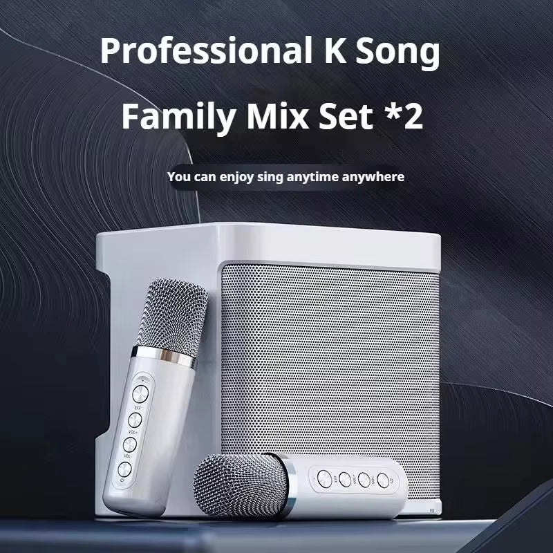 #Portable Dual Microphone Karaoke Machine for Adults Kids Speaker Home KTV System HIFI Stereo Bluetooth Mic for Home Party Gifts